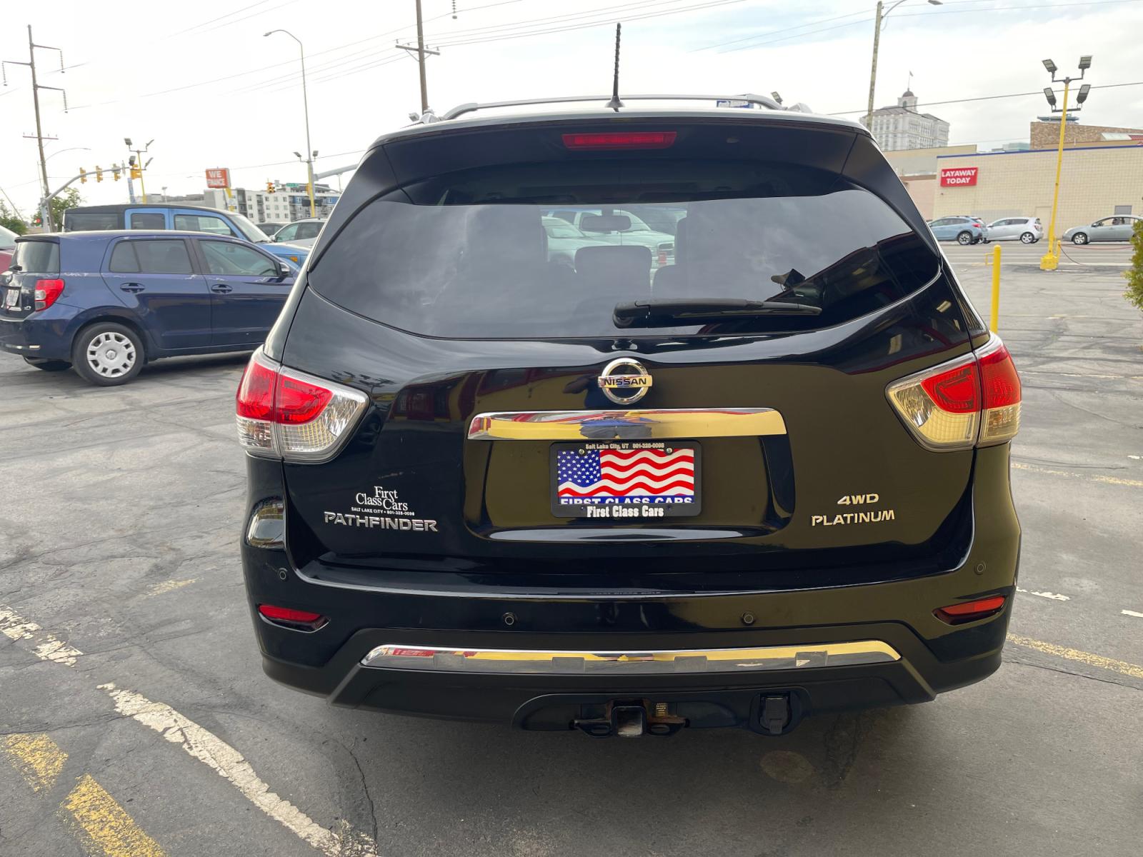 2014 Black /Tan Nissan Pathfinder Platinum (5N1AR2MM1EC) with an 3.5 Liter V6 engine, Automatic transmission, located at 801 South State Street, Salt Lake City, UT, 84111, (801) 328-0098, 40.751953, -111.888206 - Features: 20 Inch Plus Wheels, Power Hatch/Deck Lid, 4WD/AWD, Premium Package, A/C Seat(s), Rear Air Conditioning, Alloy Wheels, Rear Entertainment System, BOSE Sound System, Rear Seat Heaters, Bluetooth Technology, Rear View Camera, Fold-Away Third Row, Remote Start, Front Seat Heaters, Satellite R - Photo #6
